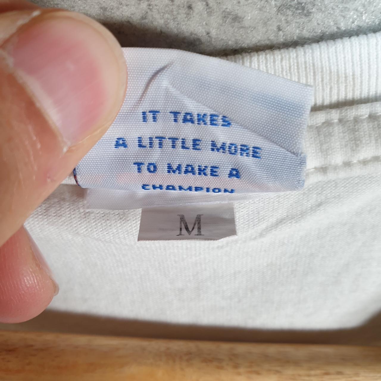 Vintage Champion T Shirt Womens Medium White Spellout Logo