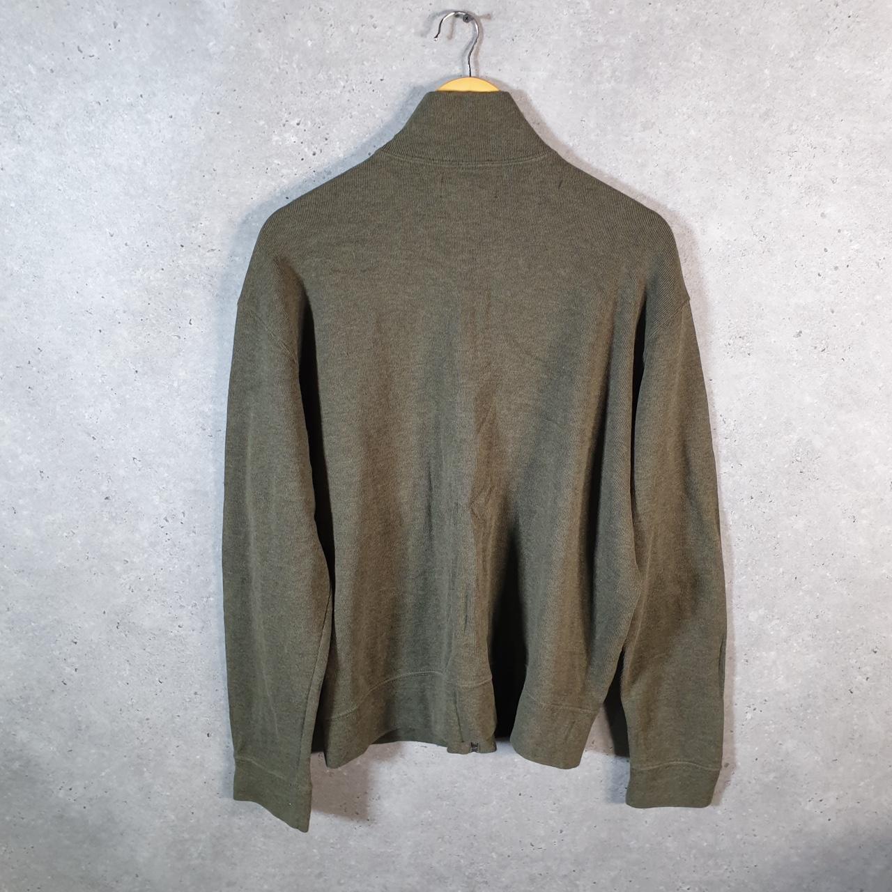 Vintage Ralph Lauren Polo Sweatshirt Men’s Large Khaki Green Cotton Full Zip Pony