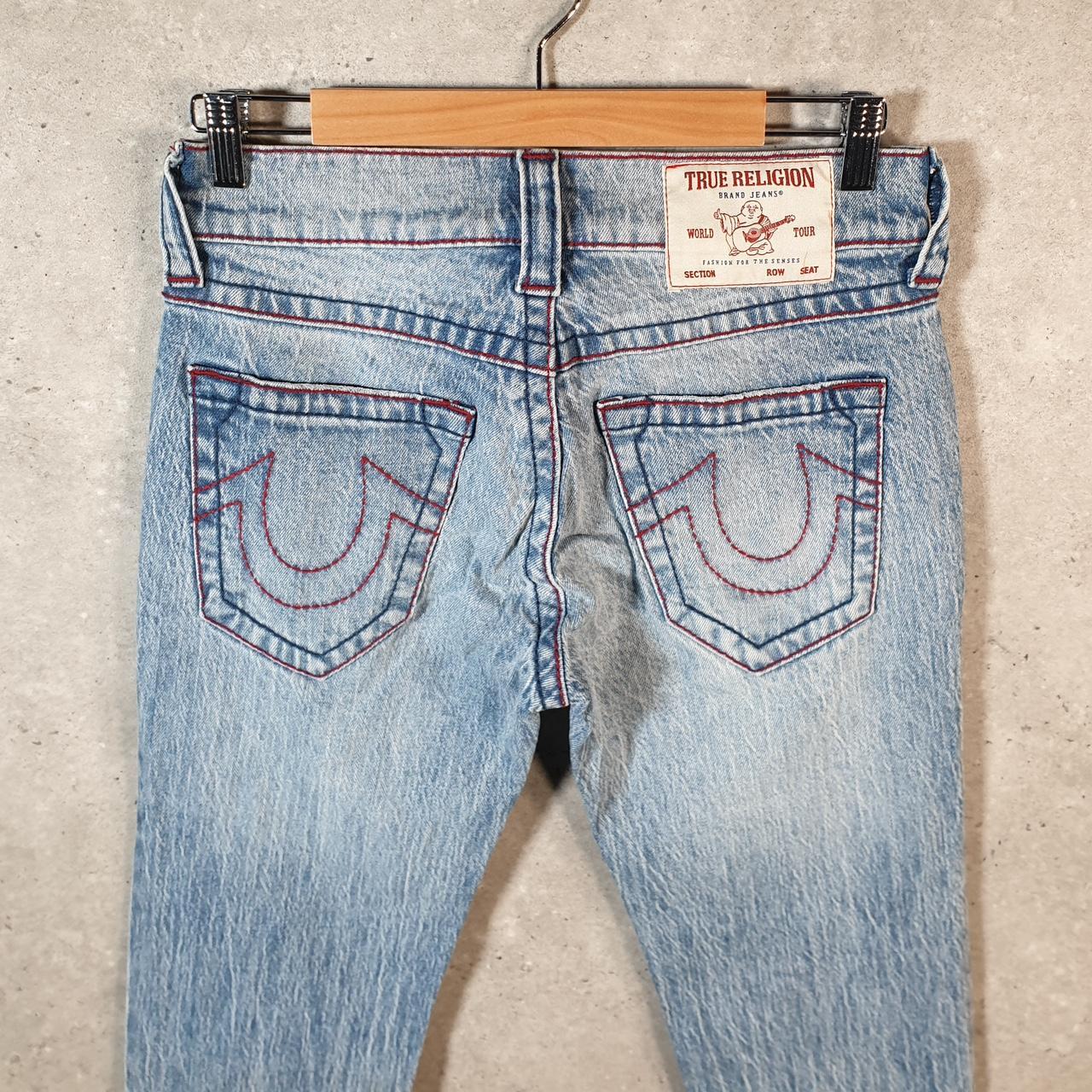 Vintage True Religion Rocco Big T Skinny Bootcut Y2K Hip Hop Jeans Womens W28 Blue Denim USA Big Fish Vintage