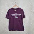 Adidas Mississippi State Bulldogs T Shirt Mens Large Burgundy Print Logo Z871