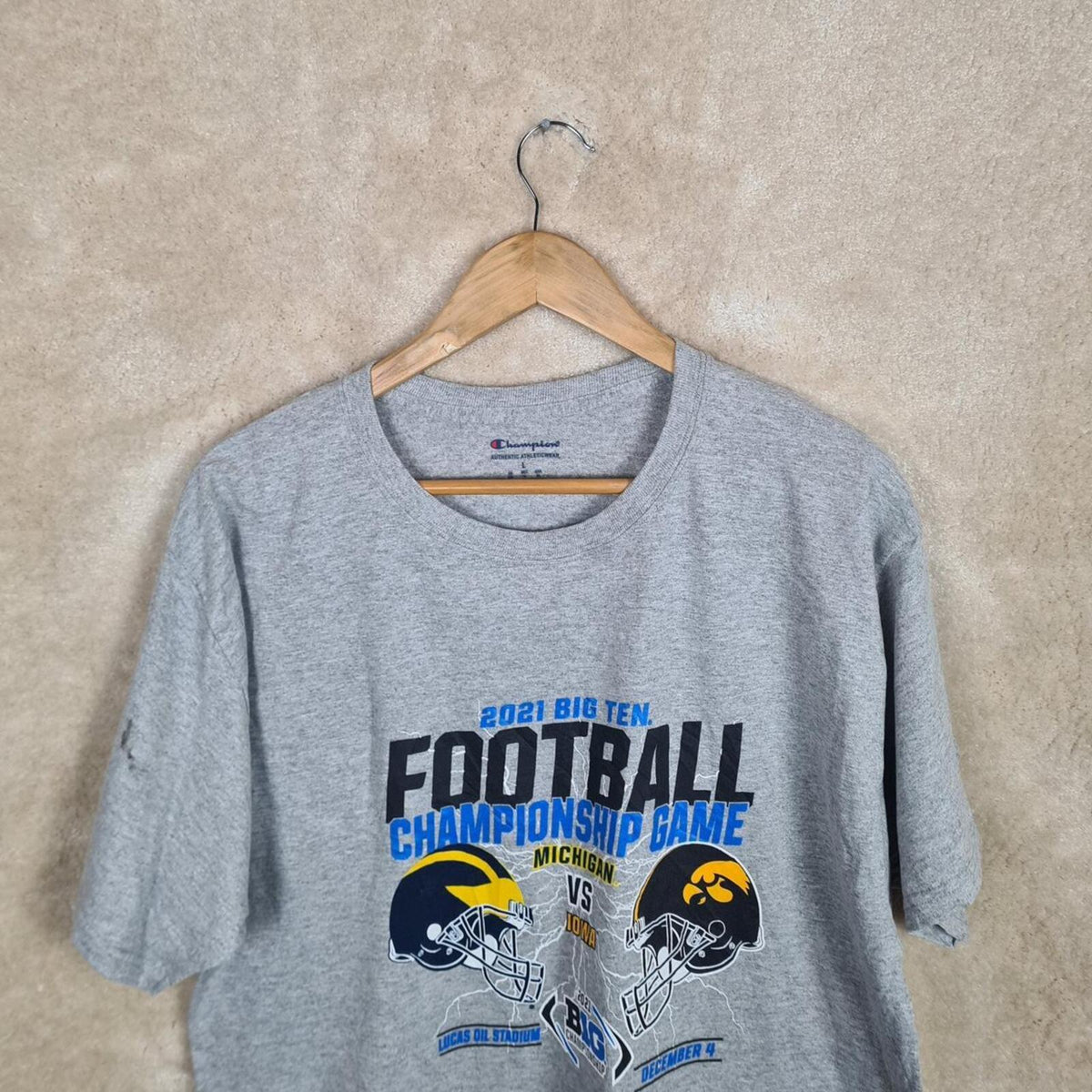 Champion 2021 Big Ten Football Championship Game T Shirt Mens Large Grey Z873