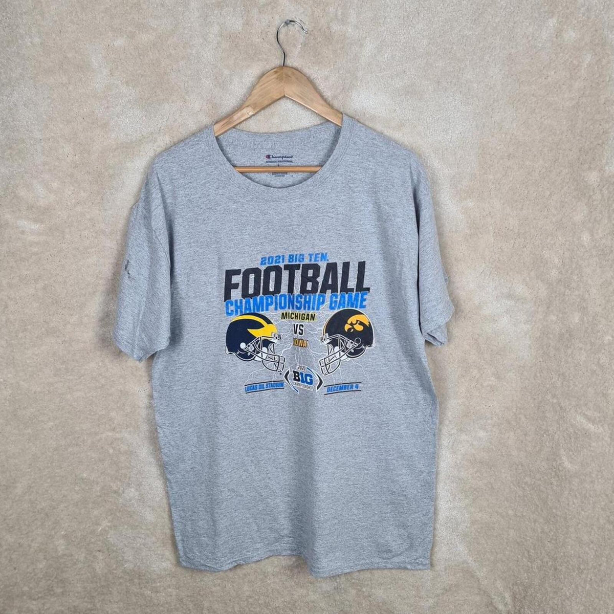 Champion 2021 Big Ten Football Championship Game T Shirt Mens Large Grey Z873