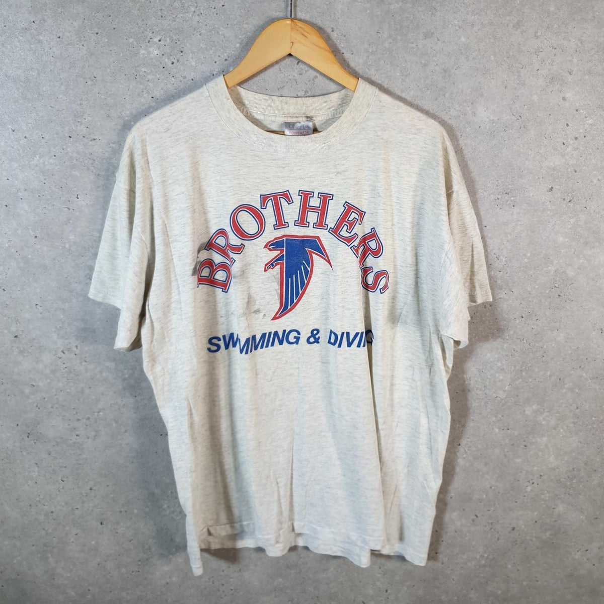 Vintage Oneita Power Brothers Swimming T Single Stitch T Shirt Men’s XL Grey Big Fish Vintage