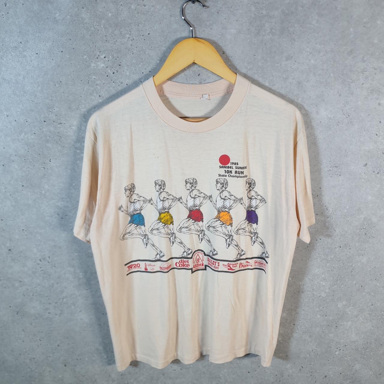 Vintage 1985 Sanibel Sunrise 10k Run USA Single Stitch T Shirt Men’s Medium Brown