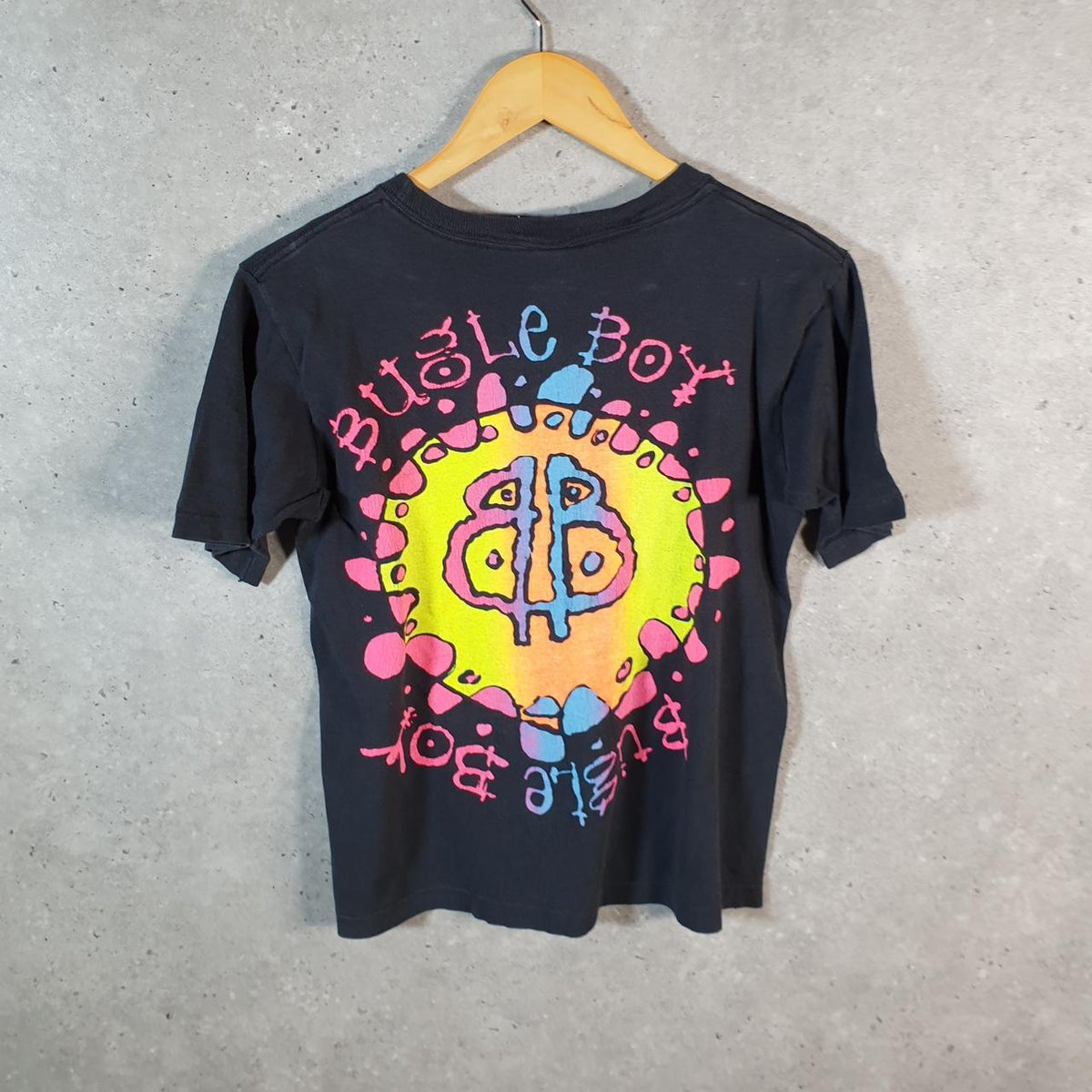 Vintage Bugle Boy Graphic USA 90s Single Stitch T Shirt Youth Medium Black