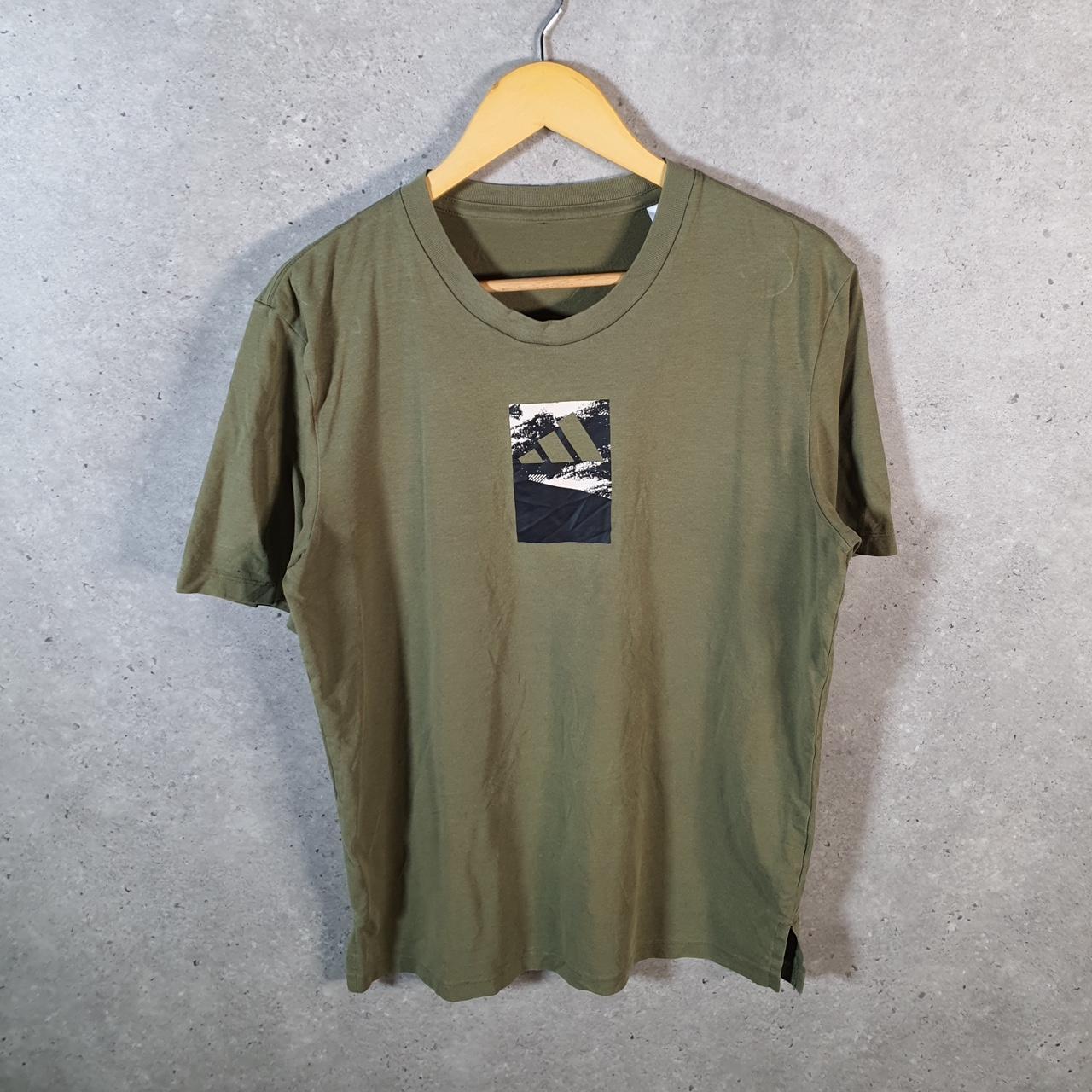 Vintage Adidas Spellout Graphic Retro T Shirt Men’s Large Green Three Stripes Logo