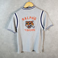 Vintage Ralph Lauren Polo Tiger Shirt Womens Large Grey Classic Fit Embroidered Pony
