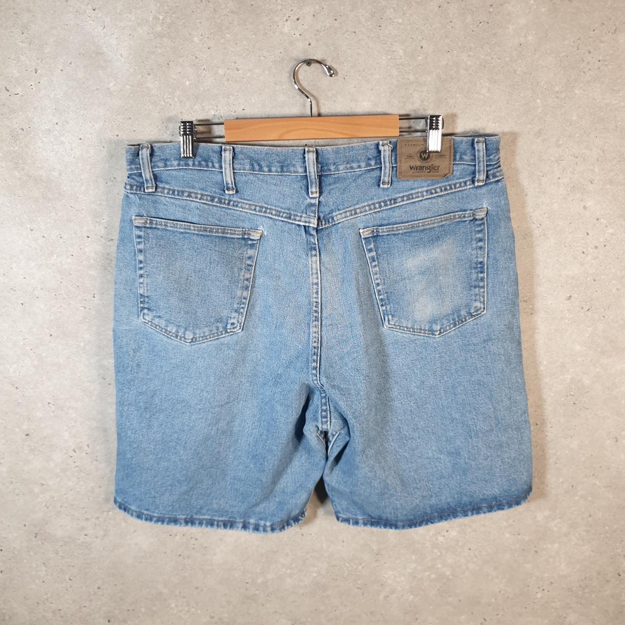 Vintage Wrangler Denim Shorts Jorts Cargo Men’s W38 Relaxed Blue Baggy Cotton