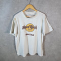 Vintage Hard Rock Cafe Dallas 90s USA Spellout T Shirt Men’s XL White C9570
