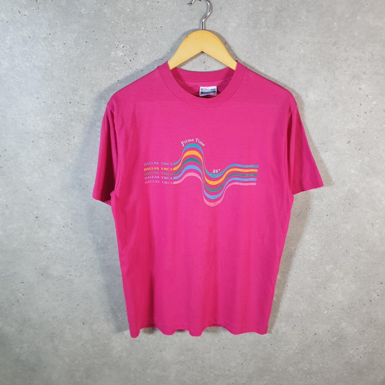 Vintage Hanes Dallas YMCA Prime Time 90s USA Single Stitch T Shirt Men’s Large Pink