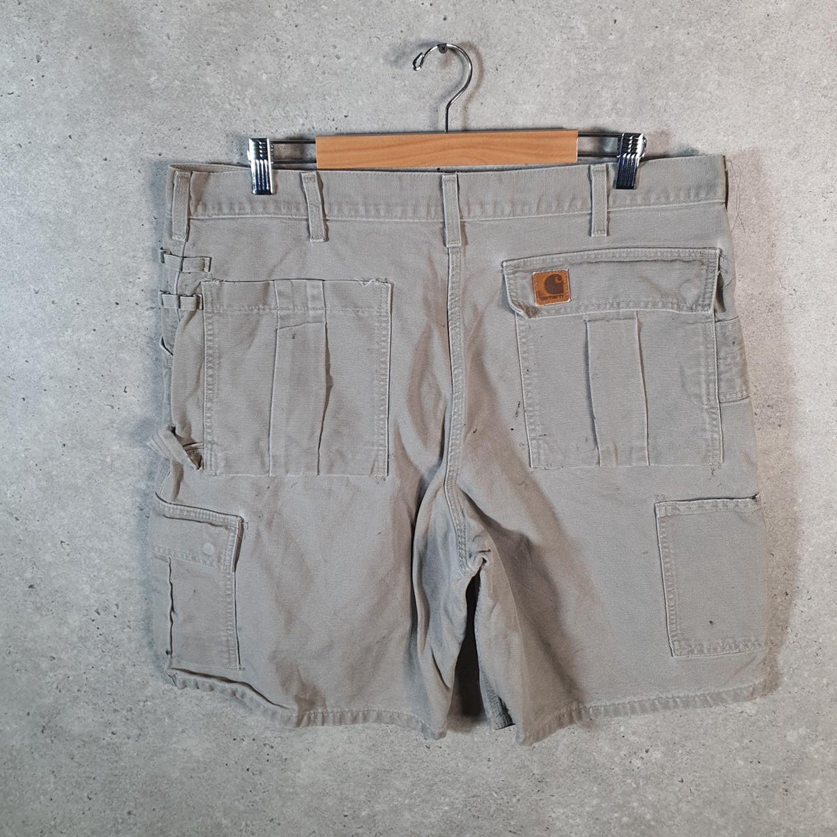 Vintage Carhartt Baggy Carpenter Shorts Jorts Cargo Men’s W38 Grey Relaxed Fit Workwear Big Fish Vintage