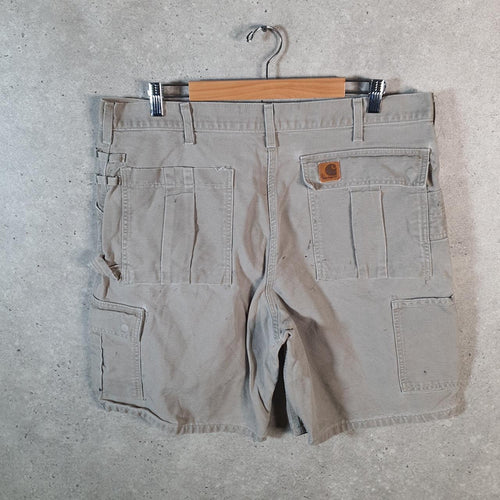 Vintage Carhartt Baggy Carpenter Shorts Jorts Cargo Men’s W38 Grey Relaxed Fit Workwear Big Fish Vintage