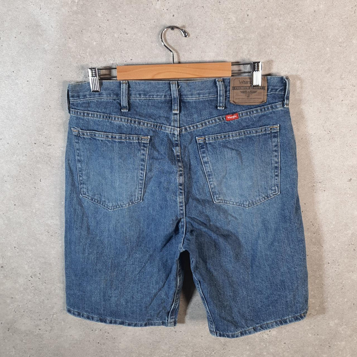Vintage Wrangler Denim Shorts Jorts Cargo Men’s W34 Blue Baggy Cotton
