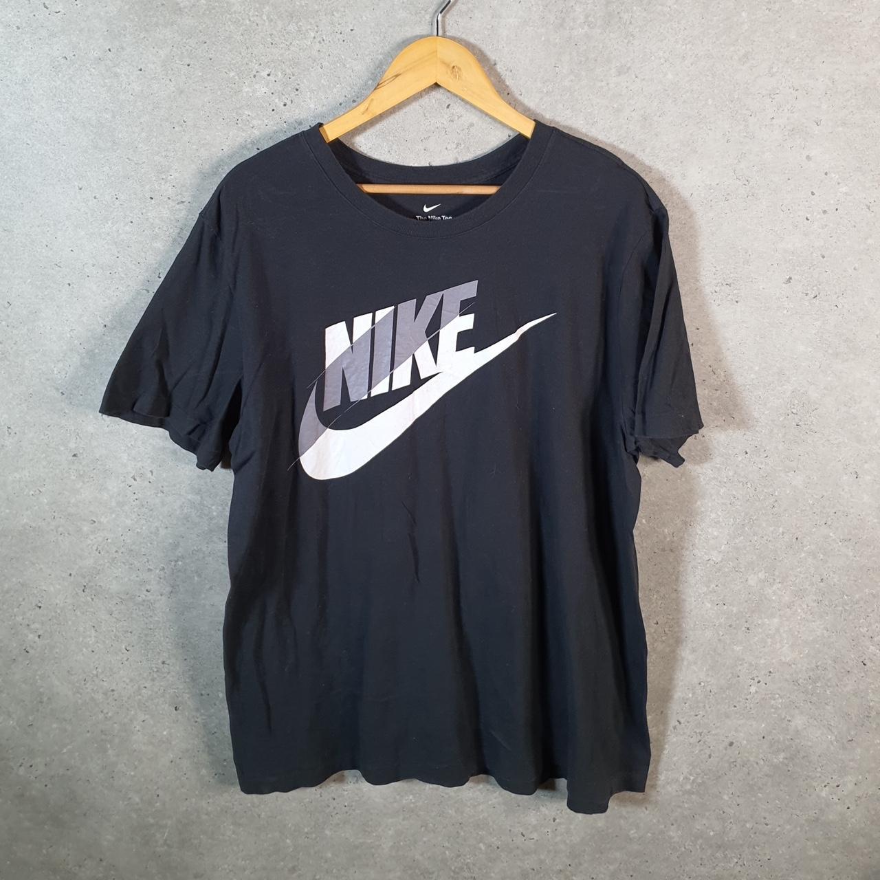 Vintage Nike Spellout T Shirt Men’s XL Black Printed Single Swoosh Logo Athletic Big Fish Vintage