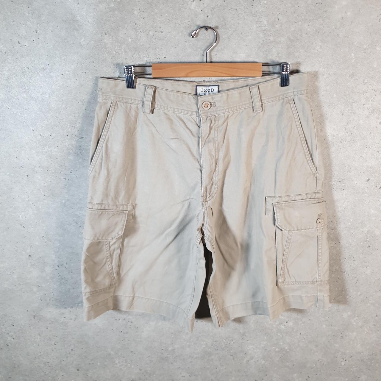 Vintage Izod Shorts Jorts Cargo Men’s W34 Brown Chino Pockets Baggy Cotton