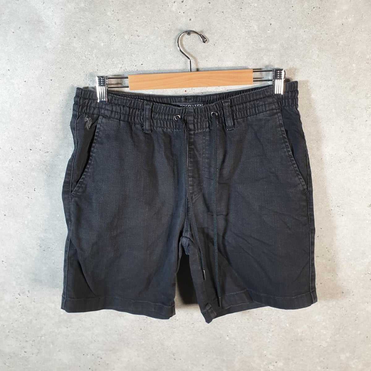 Vintage U.S. Polo Assn. Chino Shorts Jorts Cargo Mens Medium Black Baggy Cotton