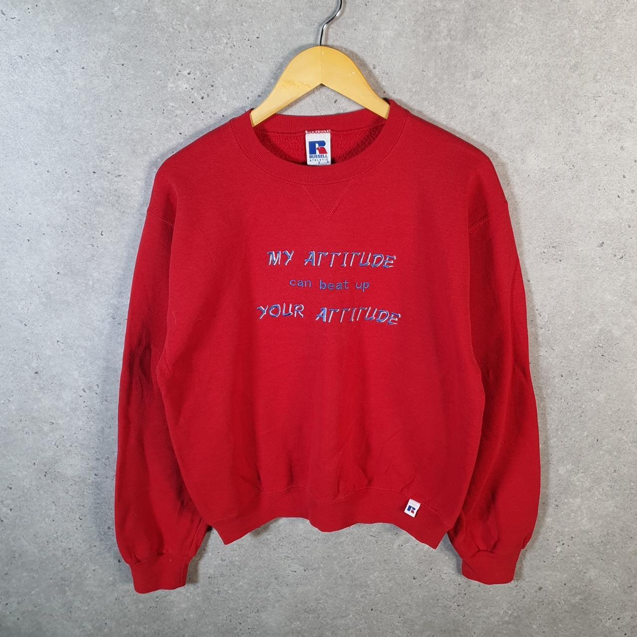 Vintage Russell Athletic Attitude Sweatshirt Men’s Small Red Baggy Blank