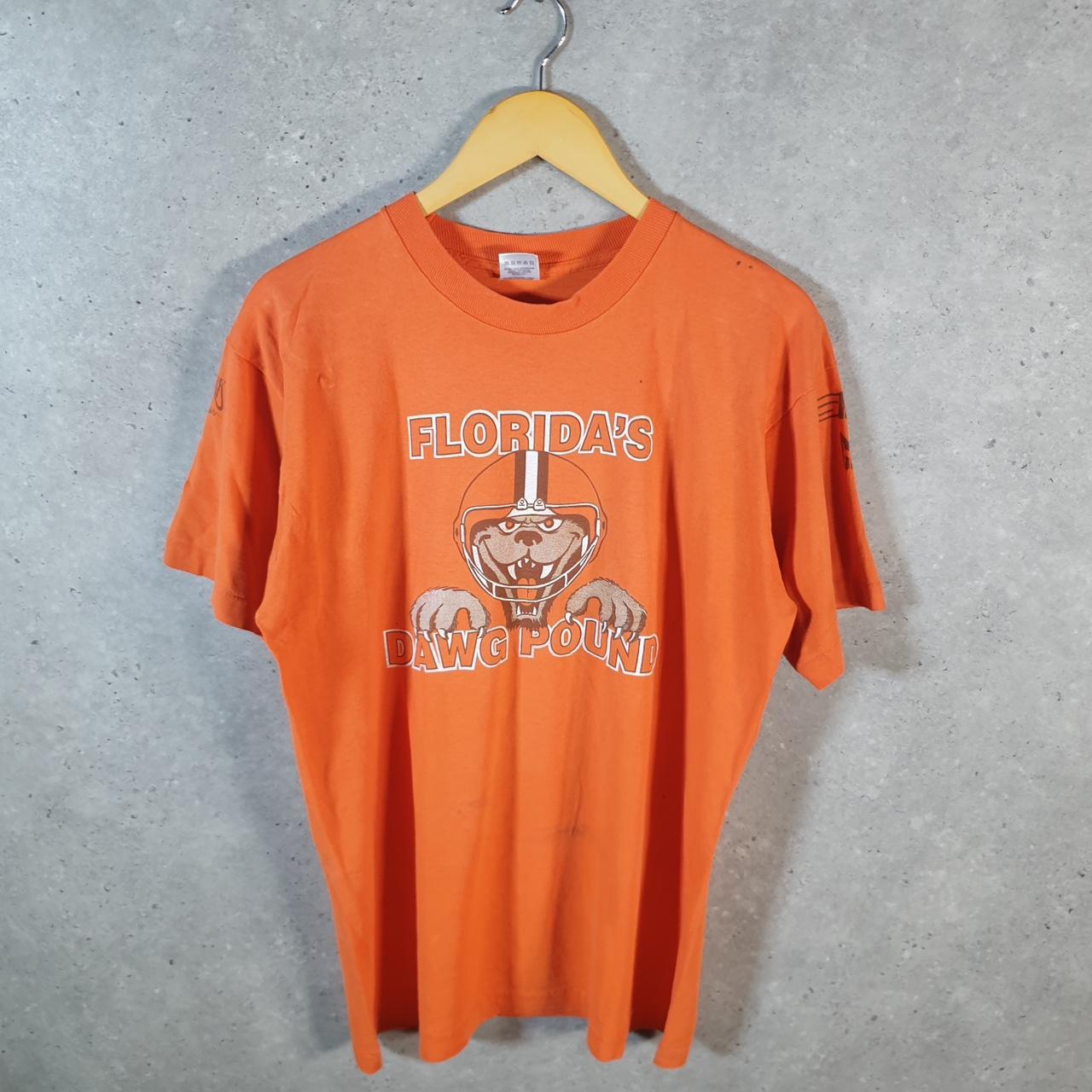 Vintage Fruit of the Loom Floridas Dawg Pound 1993 Browns USA Single Stitch T Shirt Men’s Large Orange