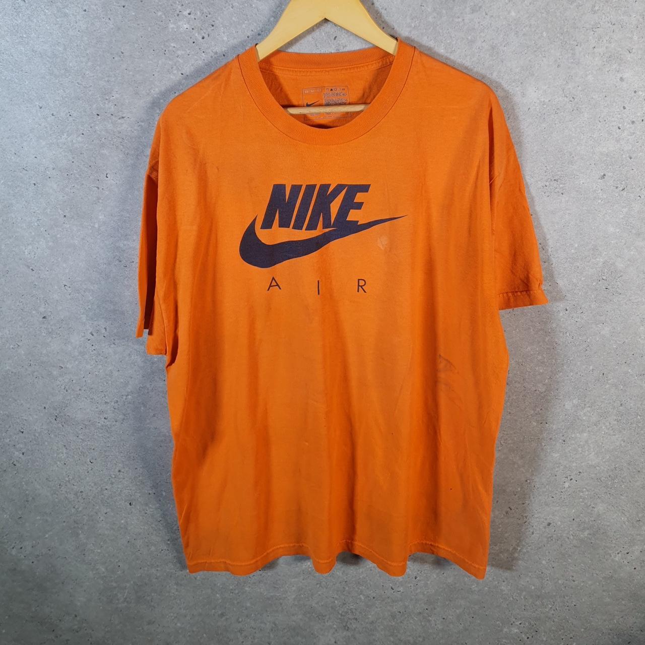 Vintage Nike Air Graphic Spellout T Shirt Men’s XL Orange Swoosh Athletic