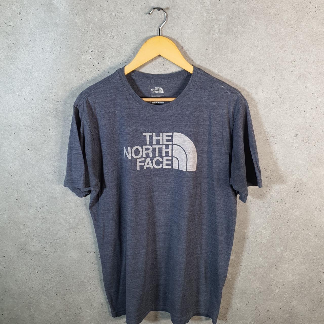 Vintage The North Face TNF Spellout T Shirt Shirt Men’s Large Grey Logo Athletic C9862