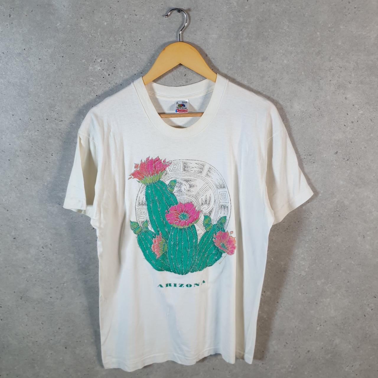 Vintage Fruit of the Loom Arizona Cactus 1992 USA Single Stitch T Shirt Men’s Large White