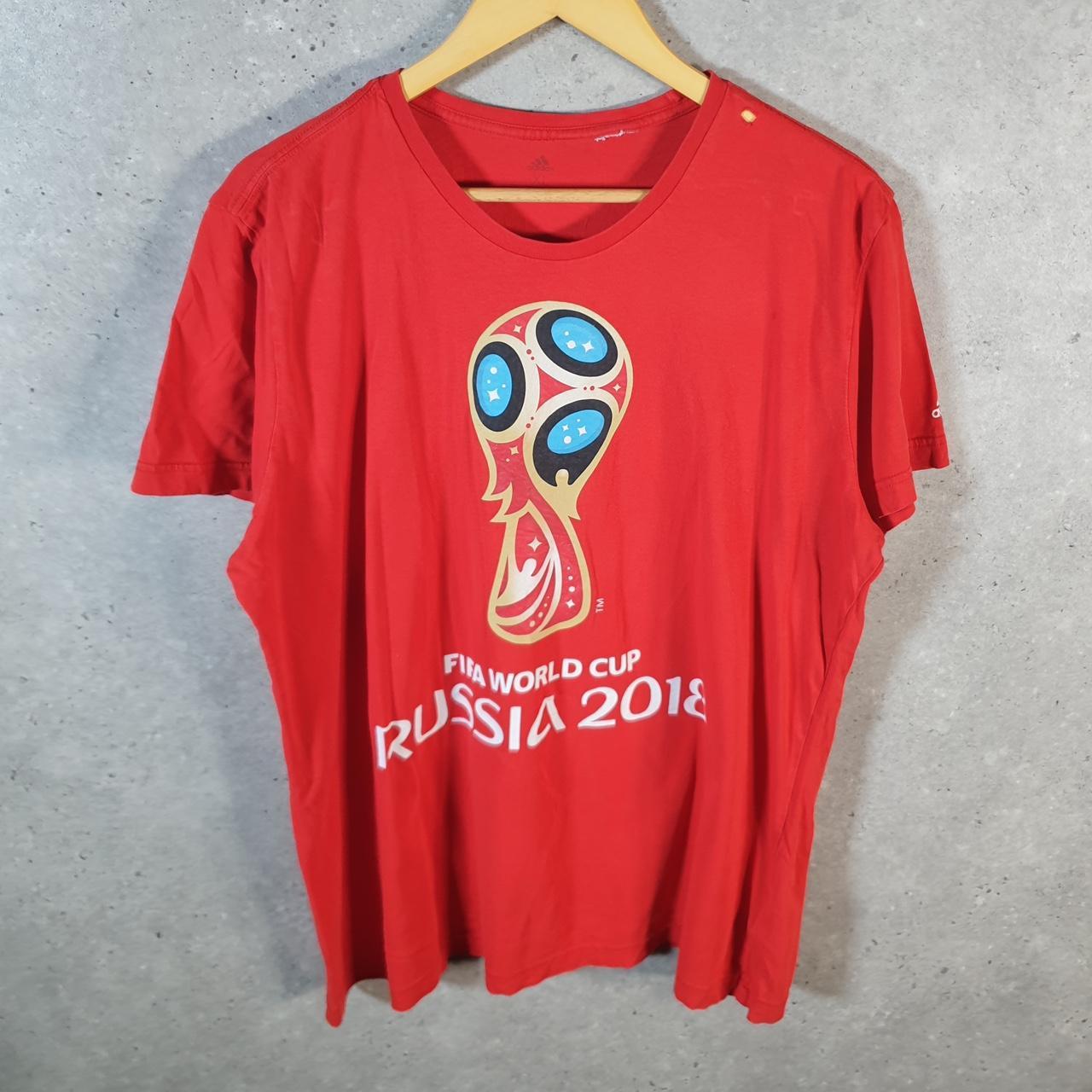 Vintage Adidas Russia FIFA World Cup 2018 T Shirt Mens XL Red Three Stripes Logo