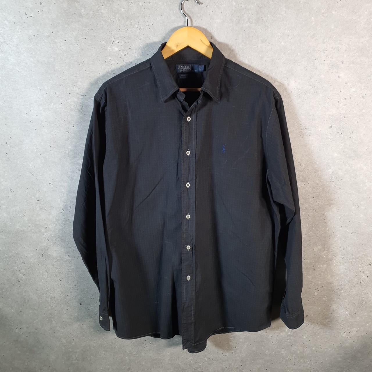 Vintage Ralph Lauren Button Down Shirt Men’s Large Black Checkered Lowell Sport Pony Casual C8497