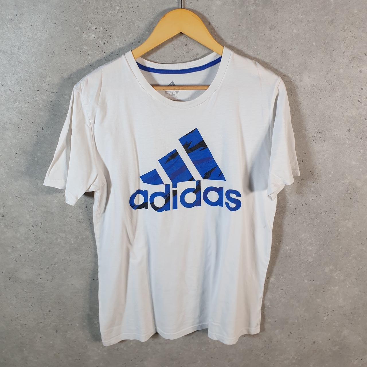 Vintage Adidas Spellout T Shirt Womens XL White Three Stripes Athletic Logo