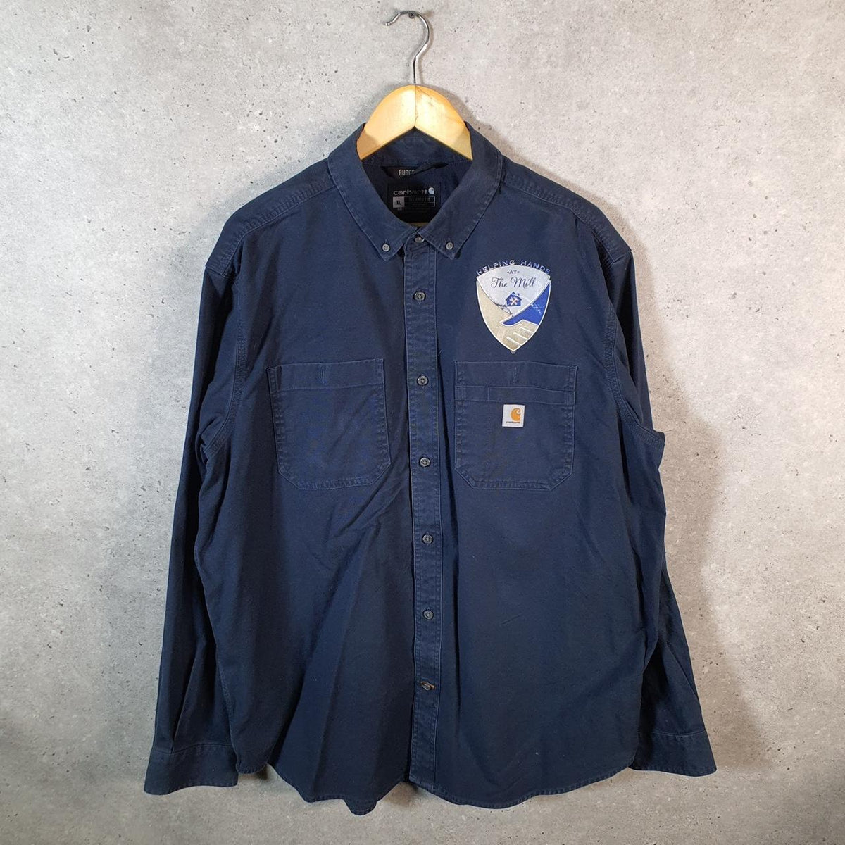 Vintage Carhartt Shirt Button Down Mens XL Blue Rugged Flex Chore Utility Relaxed - Big Fish Vintage