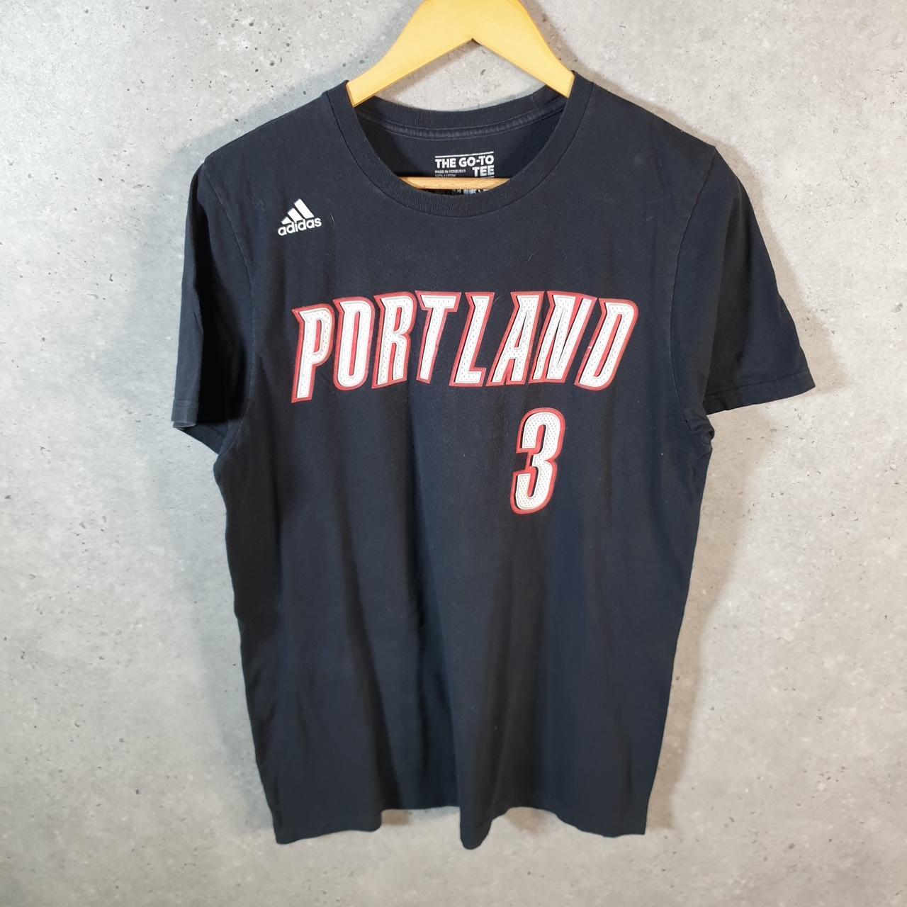 Vintage Adidas Go Tee NBA Portland 3 T Shirt Men’s Medium Black Three Stripes Logo Athletic