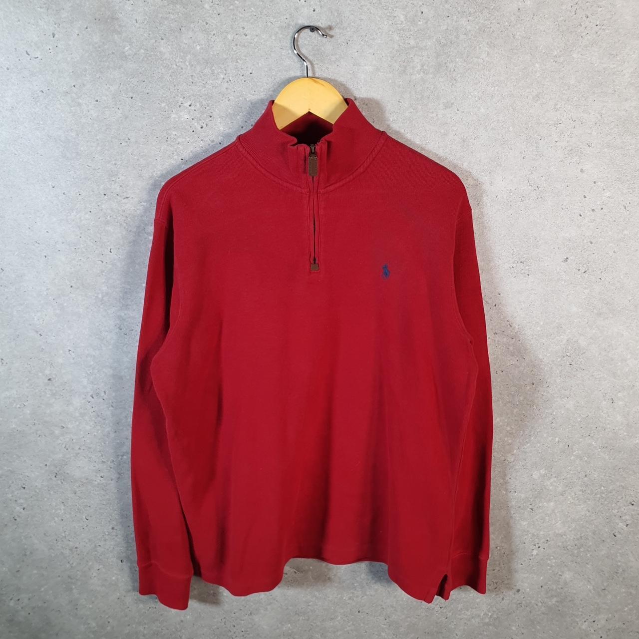 Vintage Ralph Lauren Polo 1/4 Zip Sweatshirt Men’s Medium Red Pullover Pony C8839