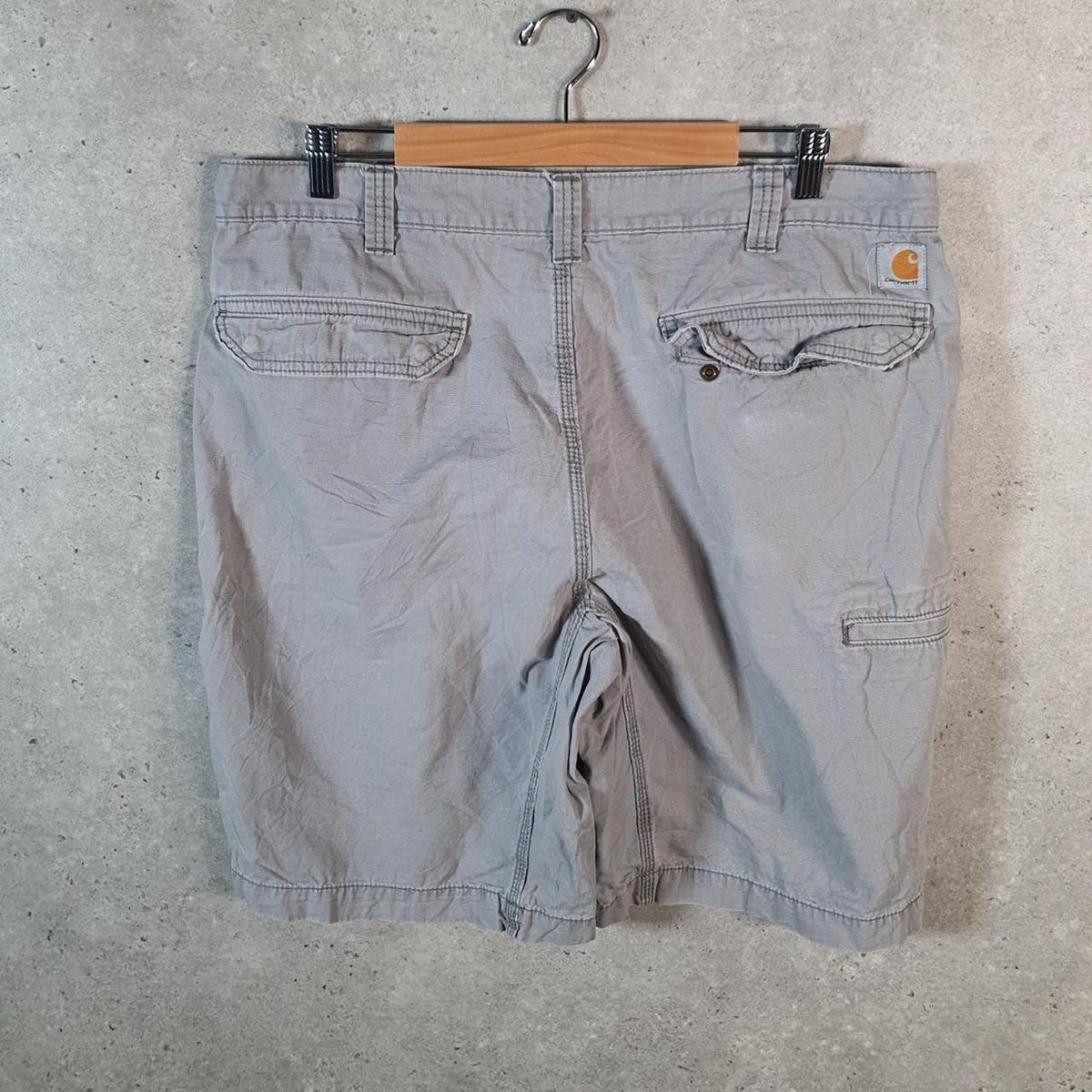 Vintage Carhartt Baggy Carpenter Shorts Jorts Cargo Men’s W38 Grey Relaxed Fit Workwear Big Fish Vintage
