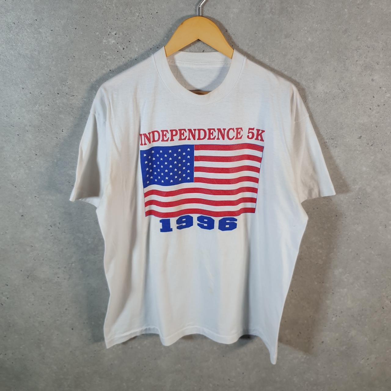 Vintage 1996 Independence 5k Farmers Walk USA Single Stitch T Shirt Men’s Large White
