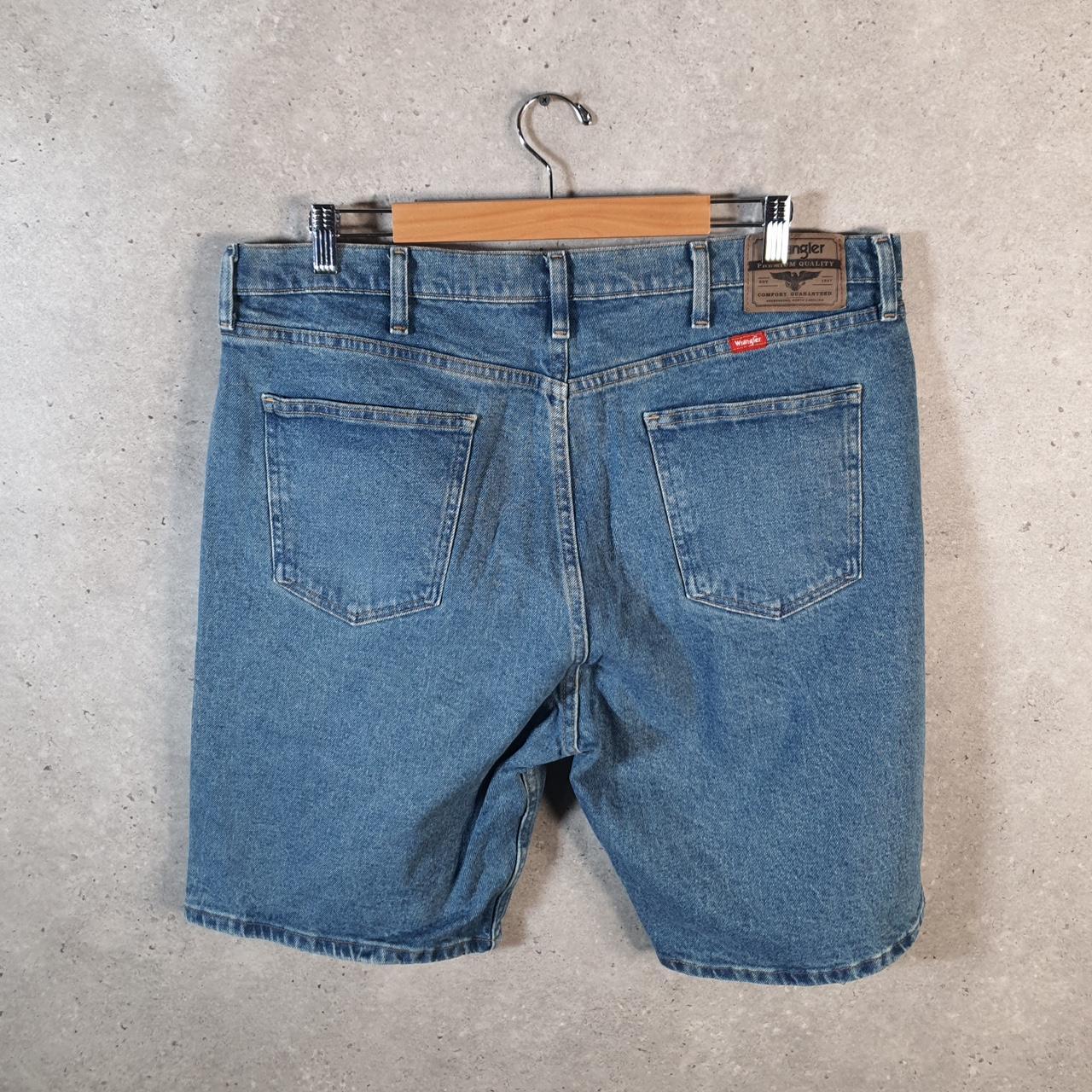 Vintage Wrangler Denim Shorts Jorts Cargo Men’s W38 Relaxed Blue Baggy Cotton