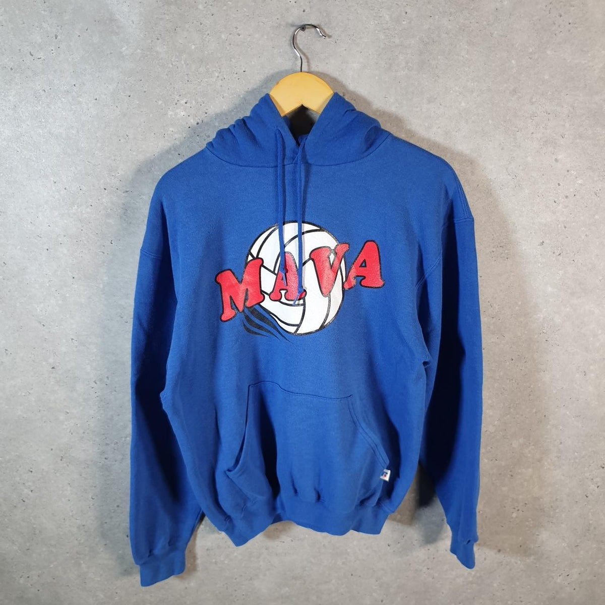Vintage Russell Athletic Mava Metzger Hoodie Men’s Medium Blue Pullover Baggy