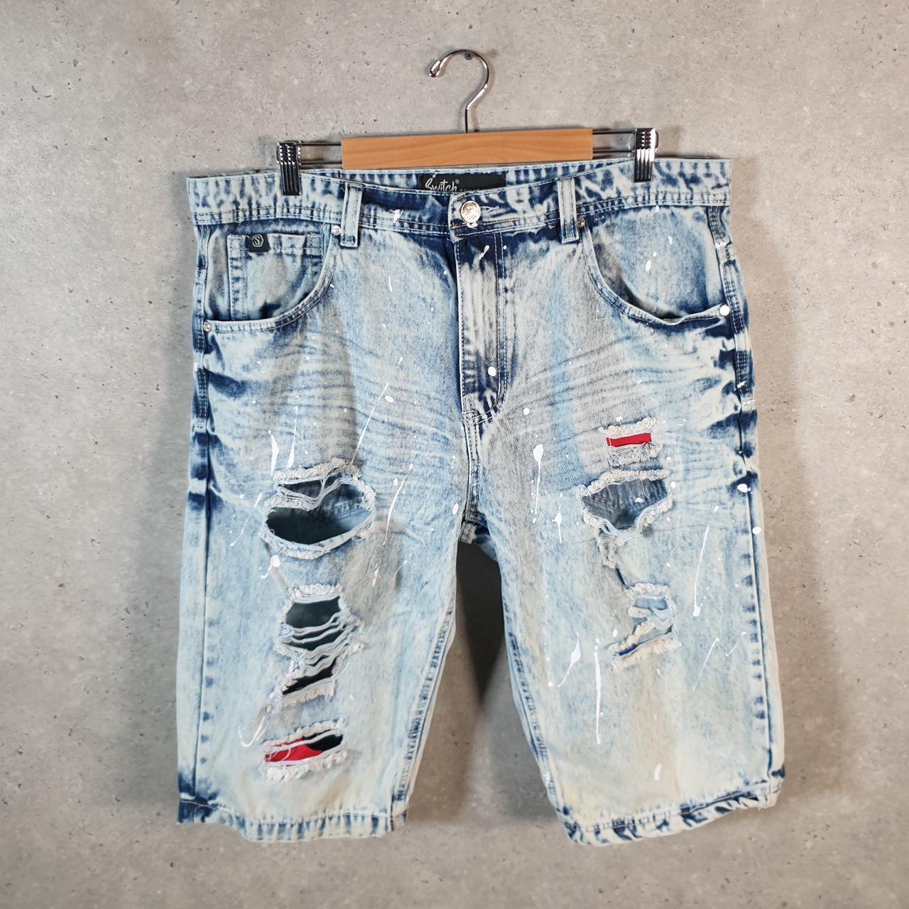 Vintage Switch Remarkable Baggy Y2K Hip Hop Jorts Shorts Mens W38 Blue Denim USA