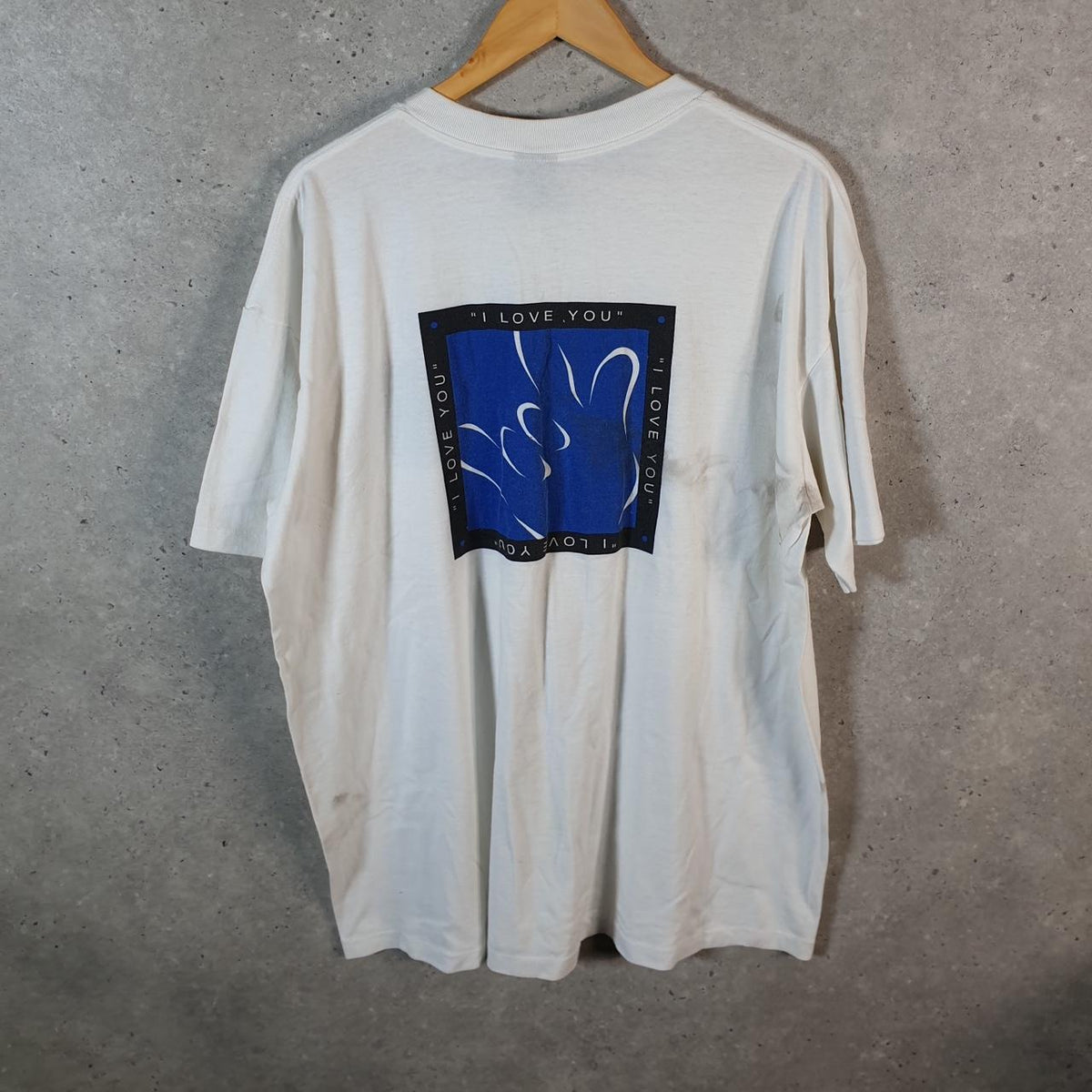 Vintage Platinum Plus I Love You 90s USA Single Stitch T Shirt Men’s 3XL White