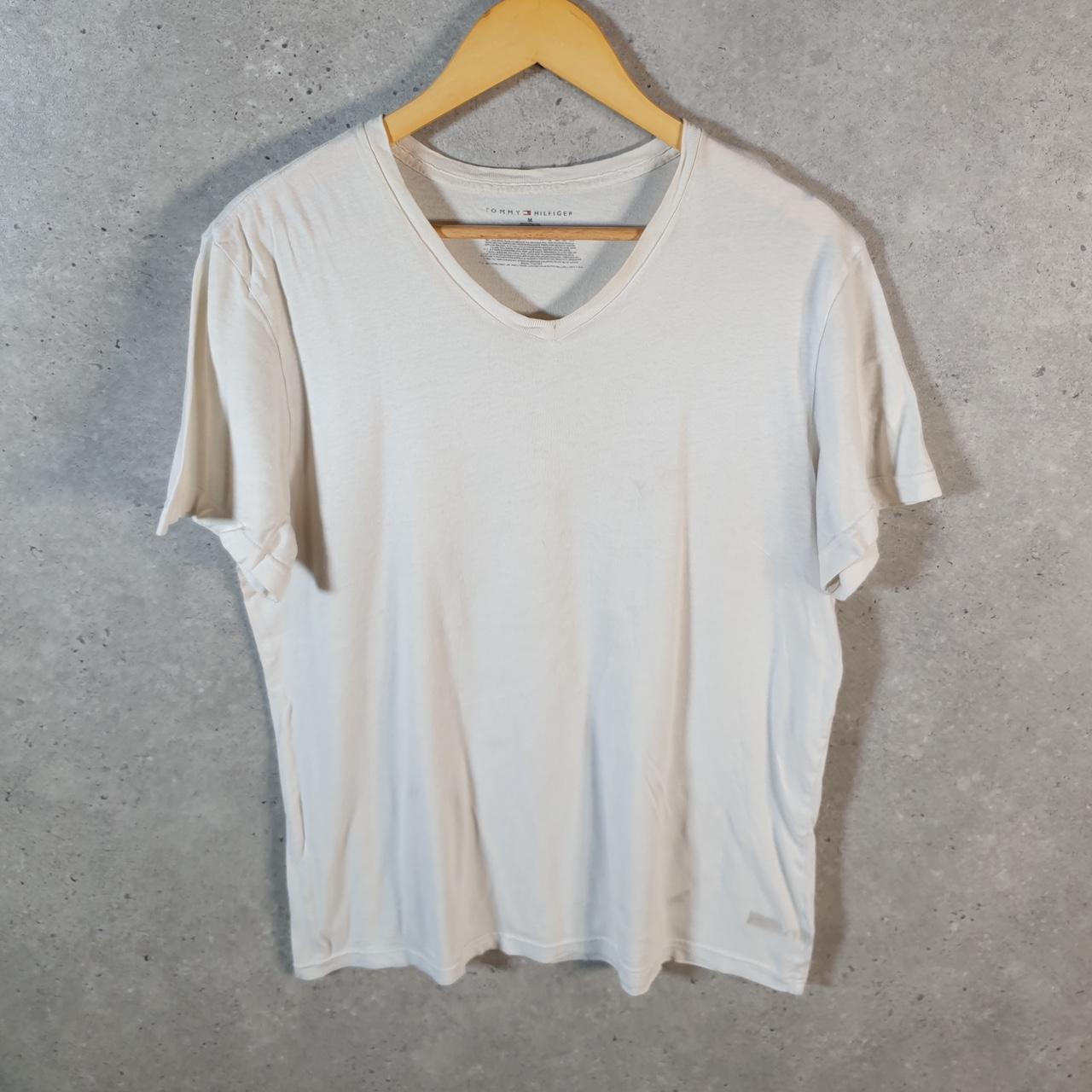 Vintage Tommy Hilfiger T Shirt Men’s Medium White Classic Fit Embroidered Logo