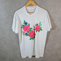 Vintage Flowers Graphic USA 90s Single Stitch T Shirt Men’s Medium White C8952