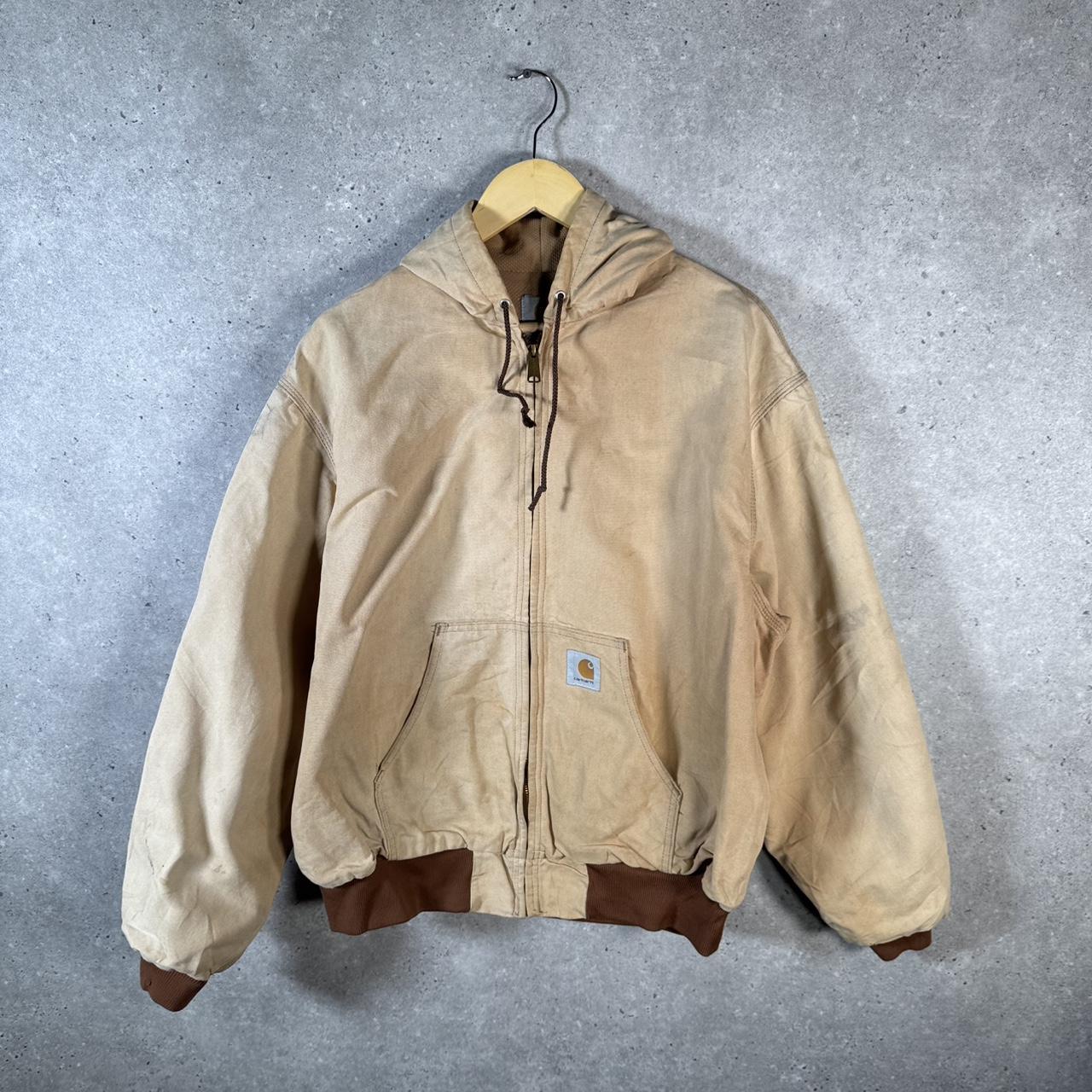 Vintage Carhartt Active Hooded Jacket Men’s XL Tan Brown Workwear Canvas USA