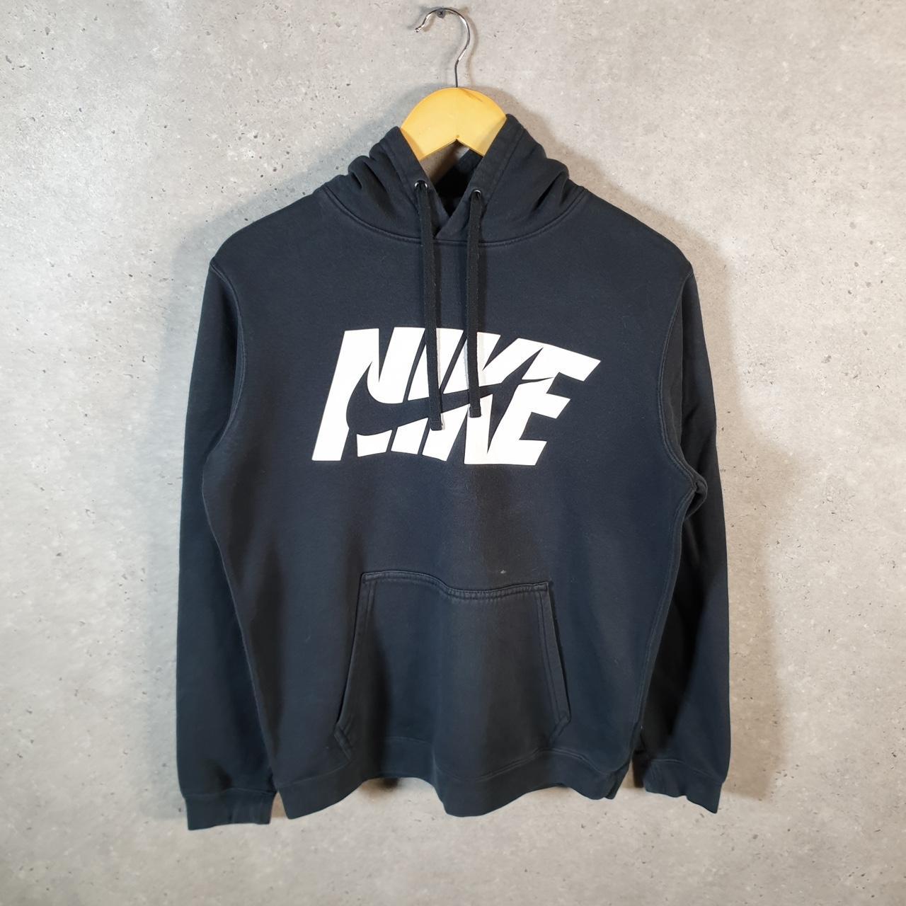 Vintage Nike Club Spellout Hoodie Men’s Medium Black Swoosh Y2K Pullover