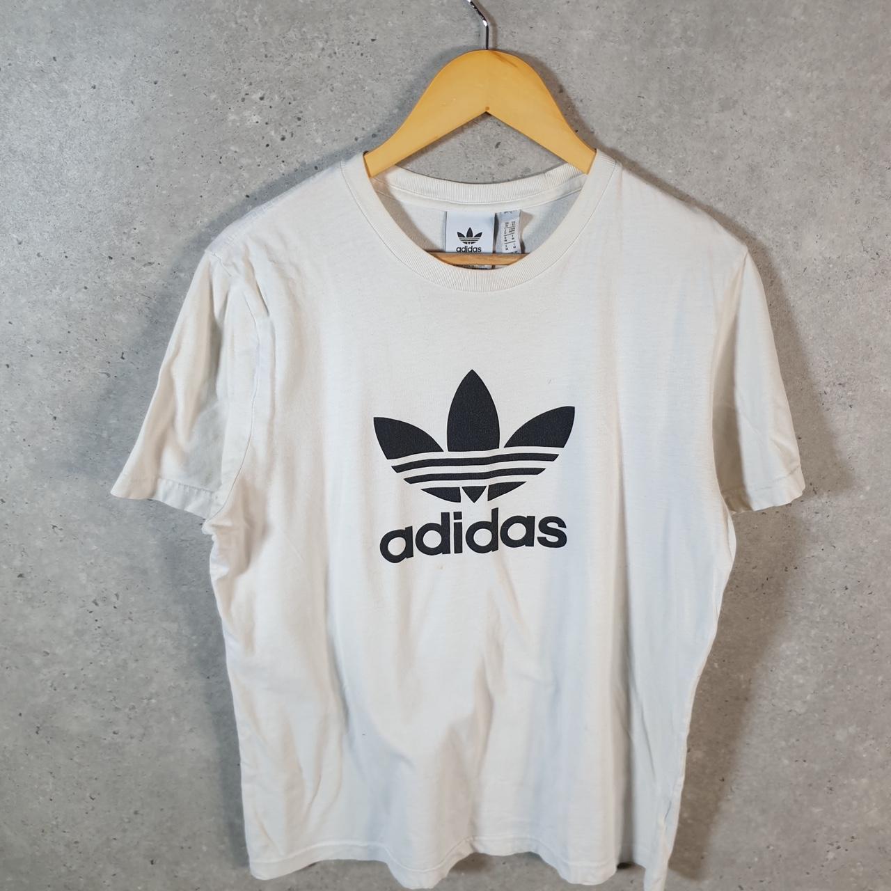 Vintage Adidas Trefoil Retro T Shirt Men’s Medium White Three Stripes Logo Athletic