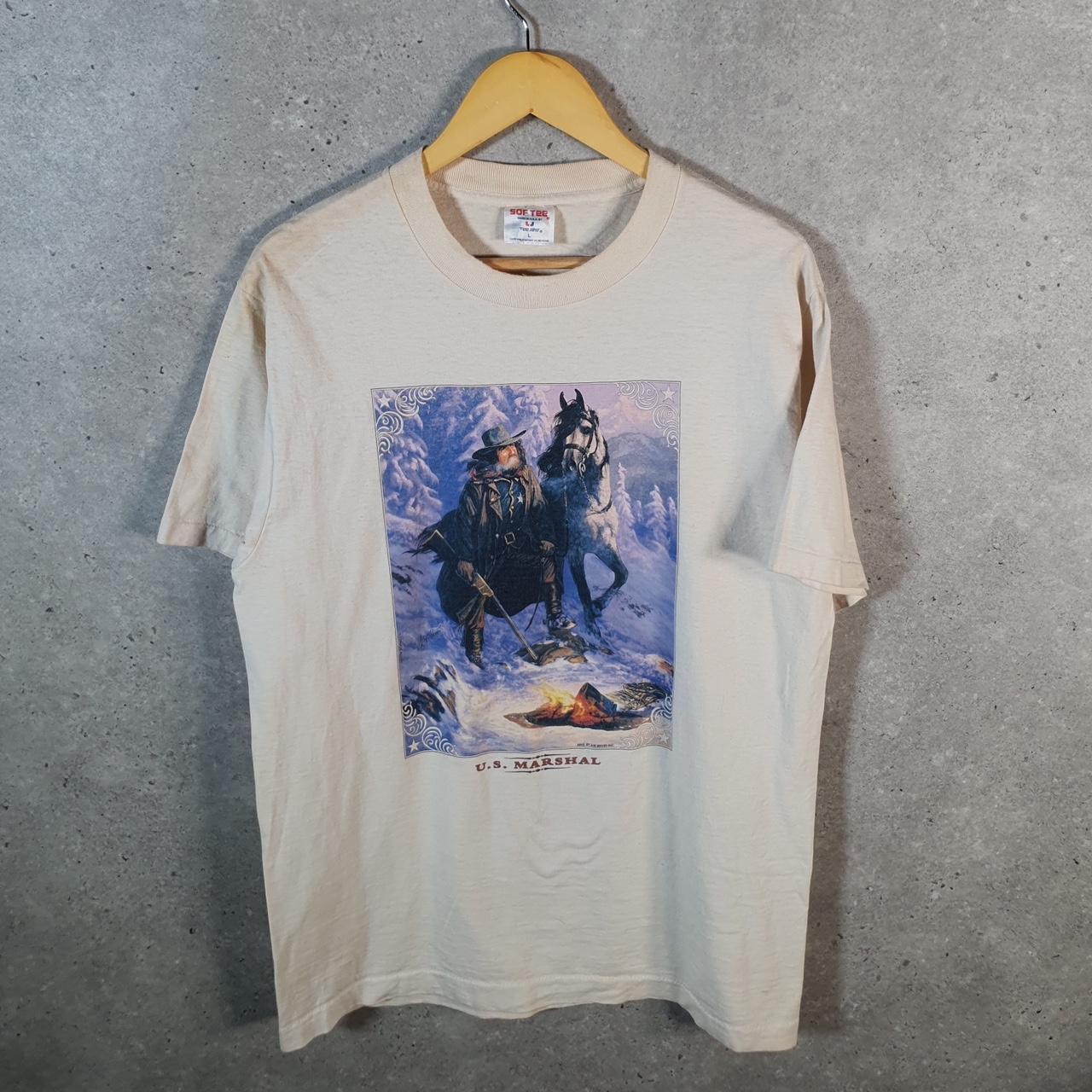 Vintage Softee TeeJays Air Waves US Marshall USA Single Stitch T Shirt Men’s Large Beige