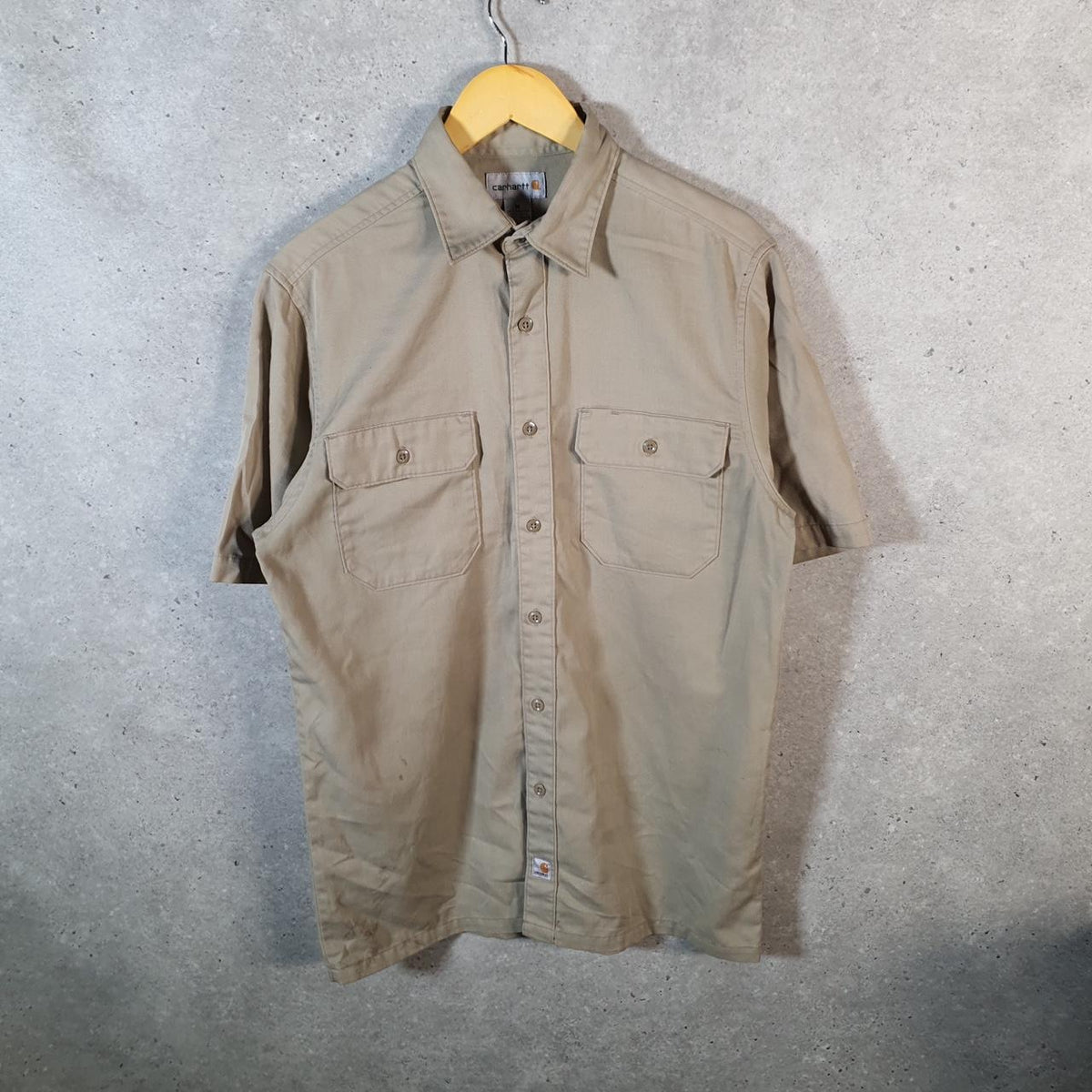 Vintage Carhartt Shirt Button Down Mens Medium Brown Chore Utility Relaxed
