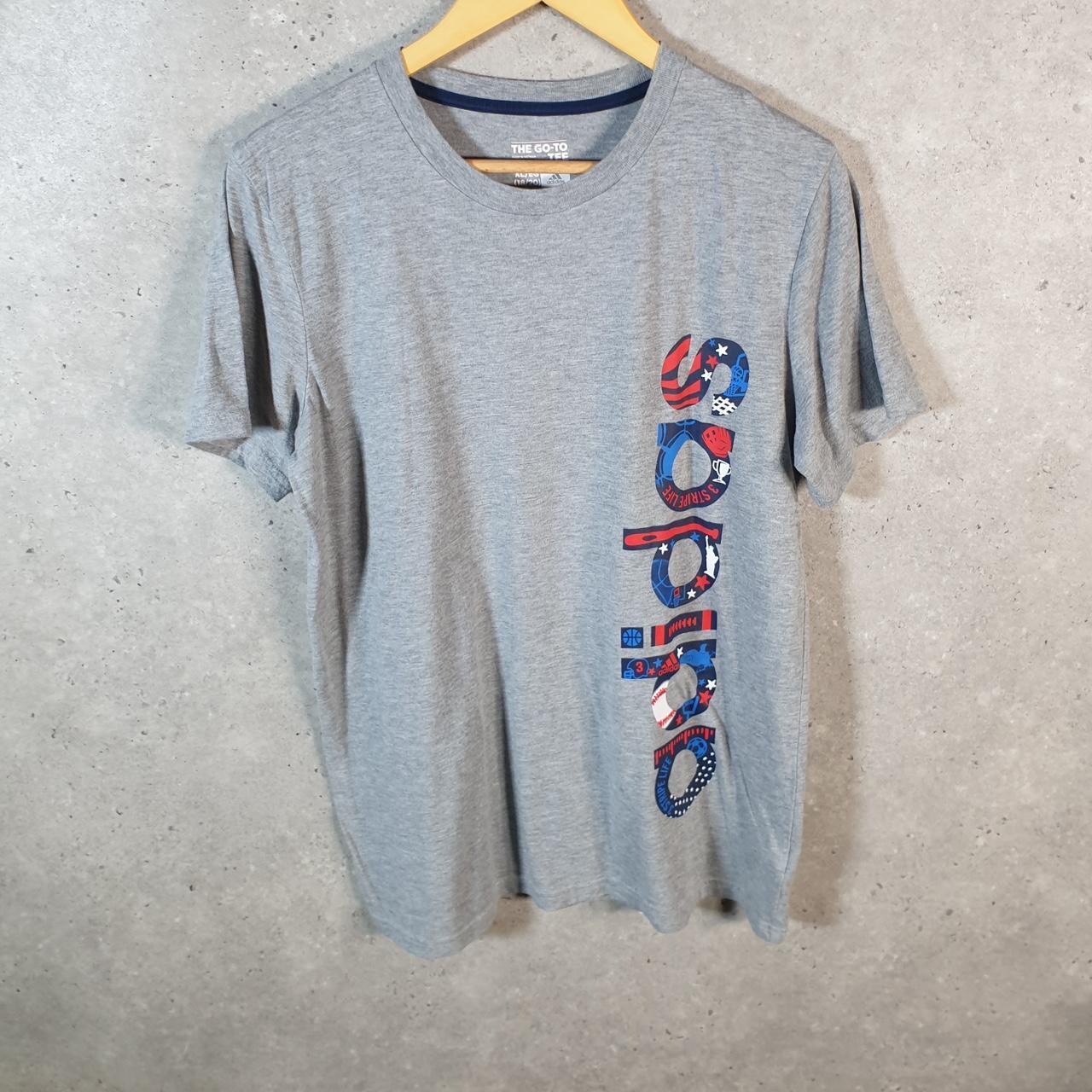 Vintage Adidas Spellout T Shirt Womens XL Grey Three Stripes Logo Athletic C9697