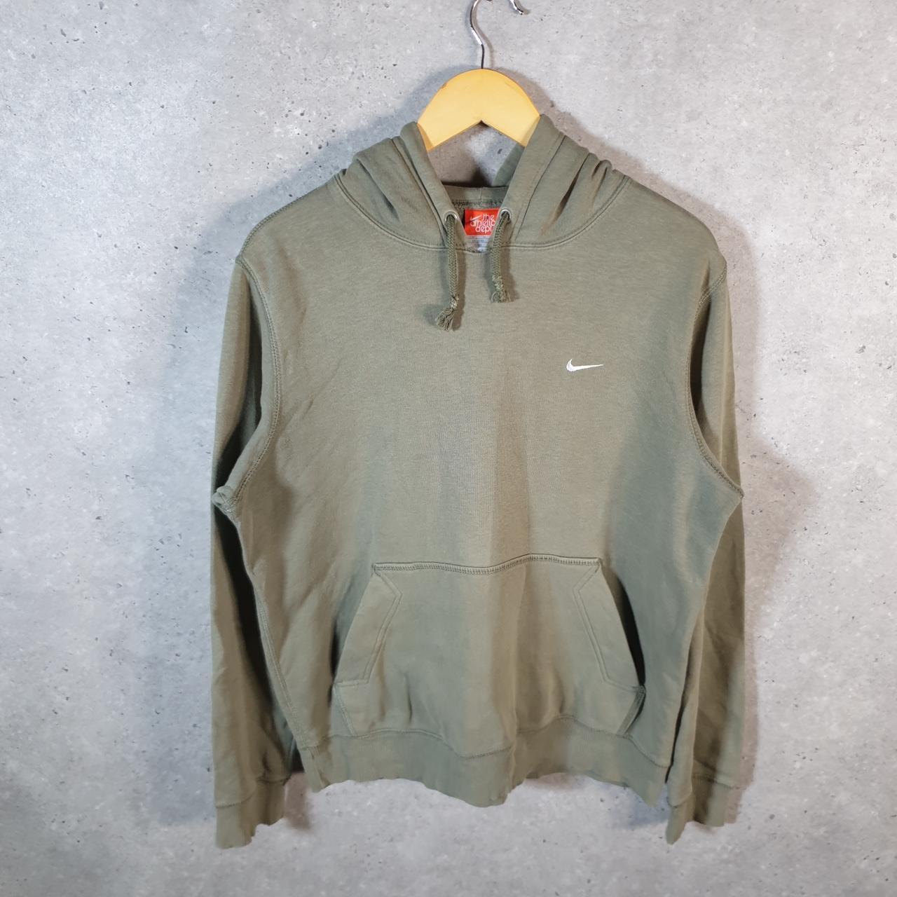 Vintage Nike 90s Athletic Department Hoodie Men’s Medium Khaki Green Swoosh Pullover