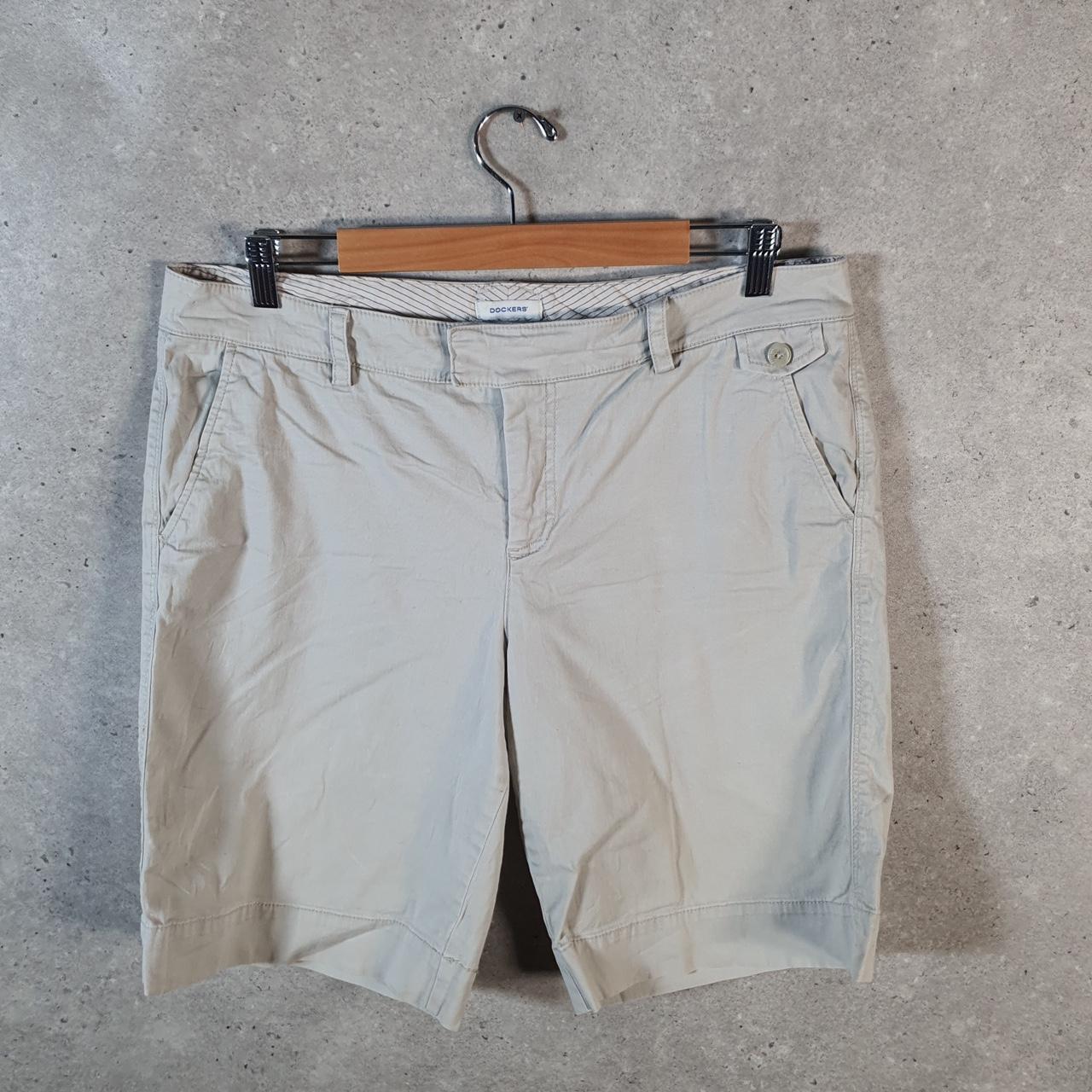 Vintage Dockers Chino Shorts Jorts Cargo Womens W34 Beige Baggy Cotton