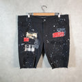 Vintage Embellish Y2K Hip Hop Jorts Shorts Mens W44 Black Denim USA