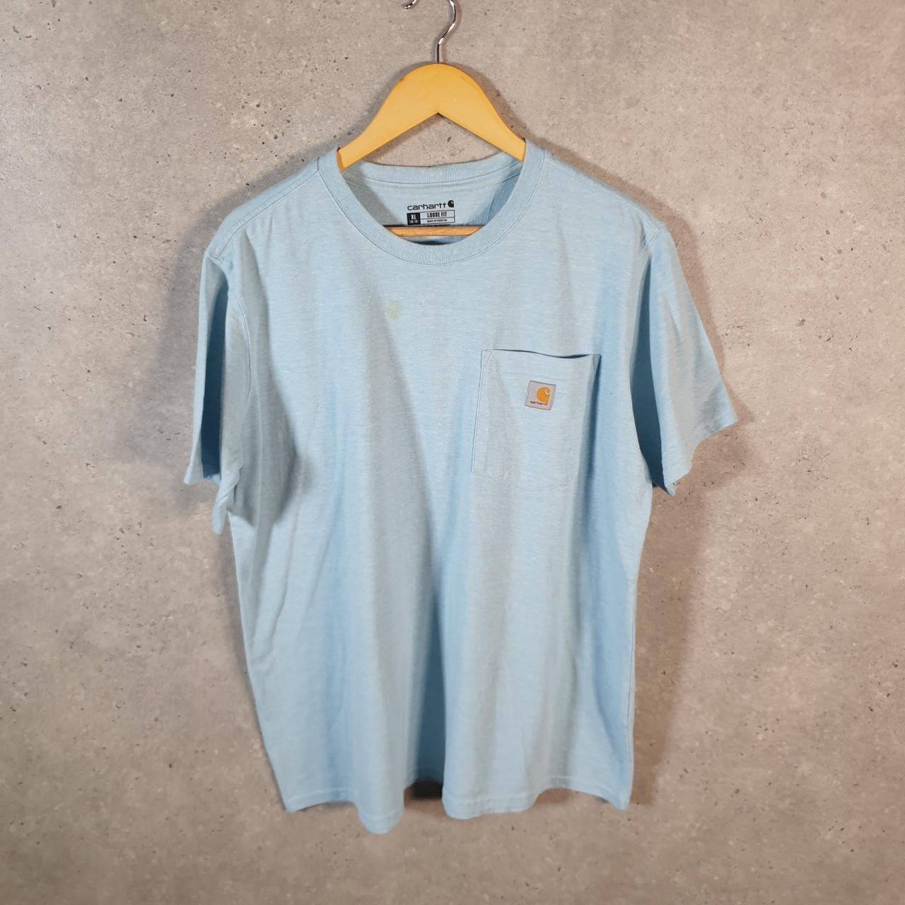 Vintage Carhartt Pocket T Shirt Womens XL Blue Workwear Chore Utility Loose Fit C9304