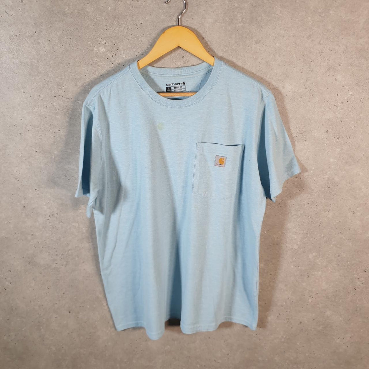 Vintage Carhartt Pocket T Shirt Womens XL Blue Workwear Chore Utility Loose Fit C9304